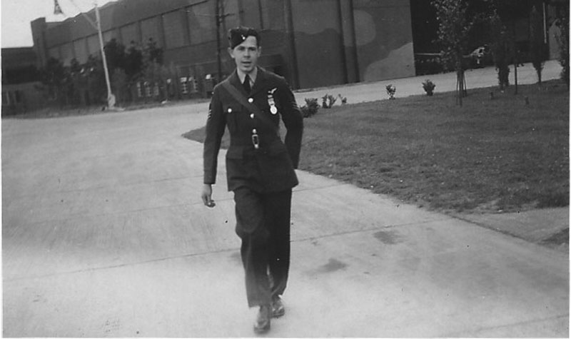 A proud moment for Bob as he strides out after being awarded his DFM in 1940 (Bob Hunter [son])